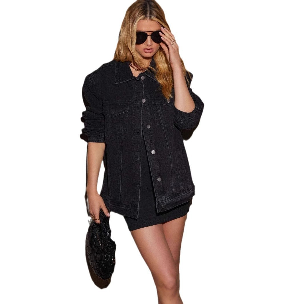 Damen Oversized Denimjacke Blau Eveloria