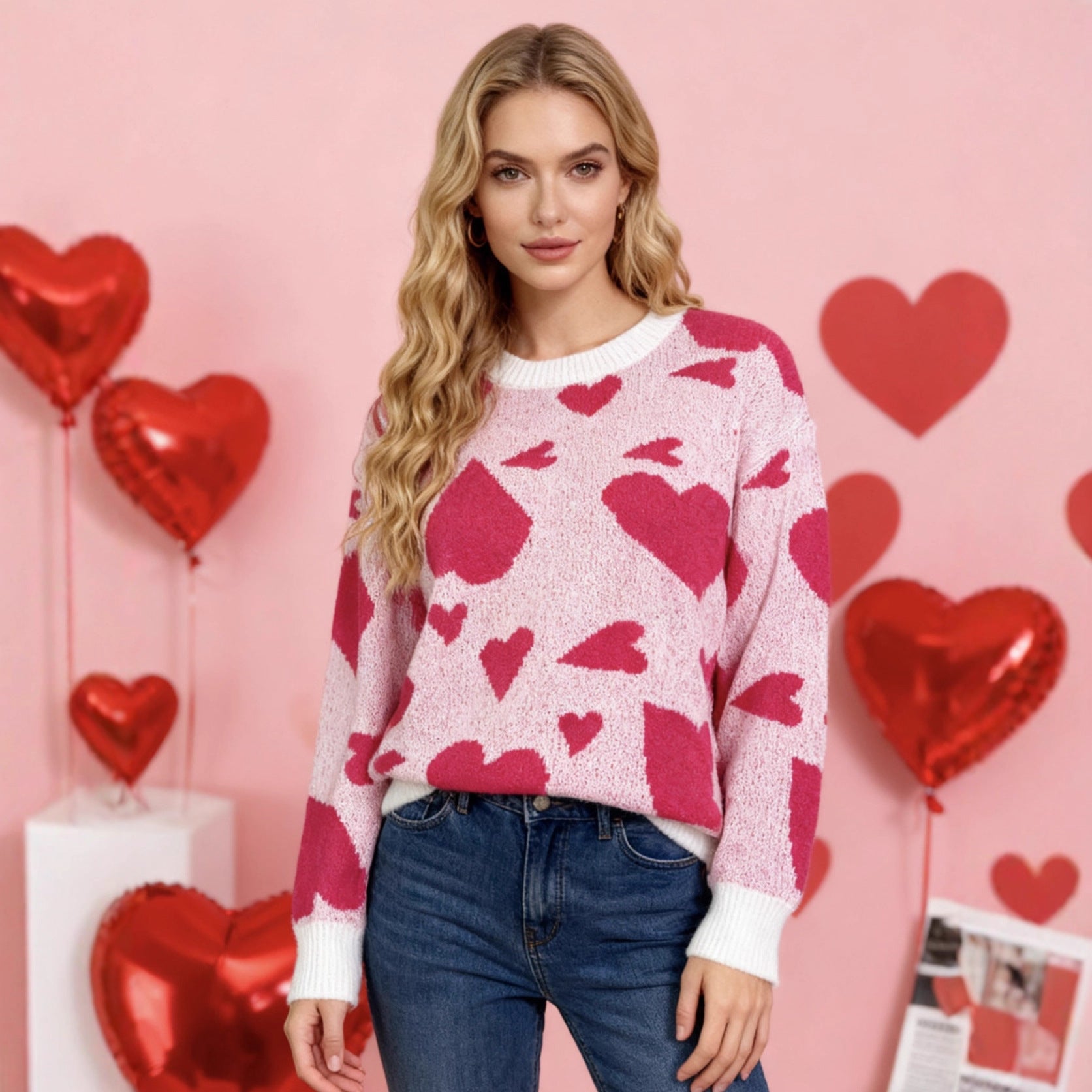 Damen Pullover Herzmotive Eveloria - Eveloria
