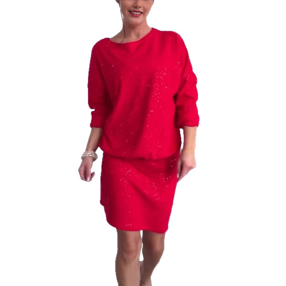 Damen Oversized Kleid Schimmernde Akzente