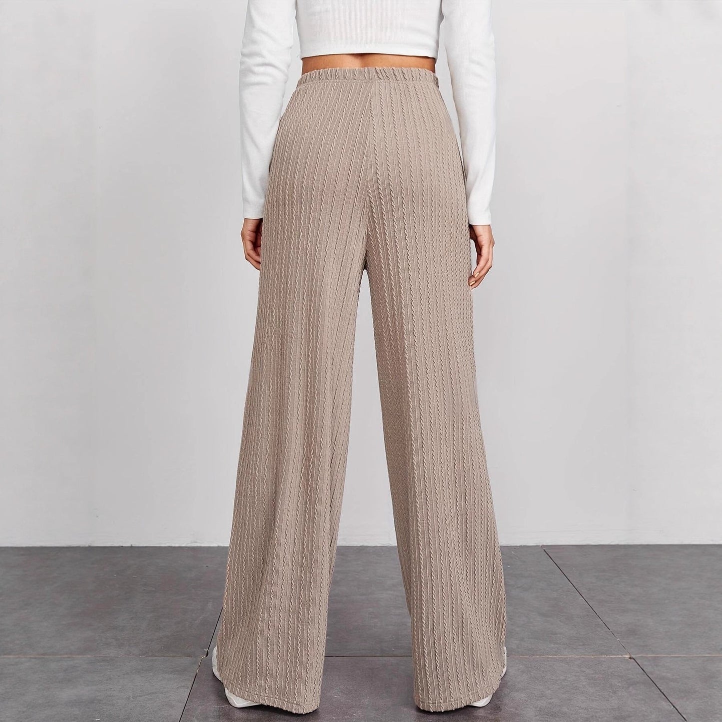 Damen Rippstrick-Hose Hochtailliert Mit Seitentaschen