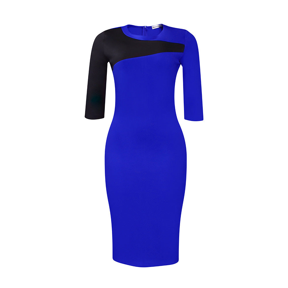 Damen Kleid mit Kontrastärmeln Figurbetont Eveloria