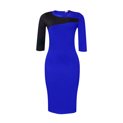 Damen Kleid mit Kontrastärmeln Figurbetont Eveloria