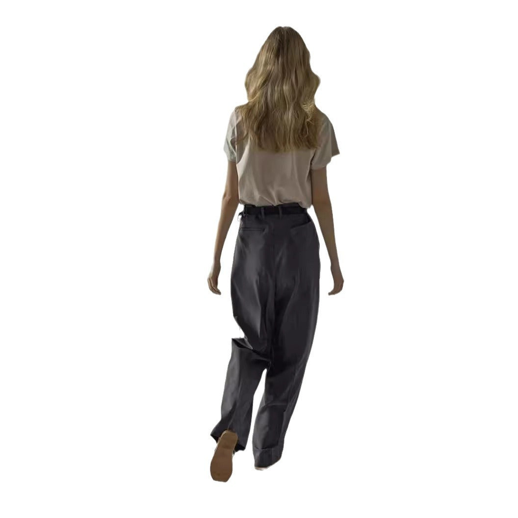 Damen Weite Hochbundhose mit Gürtel Eveloria