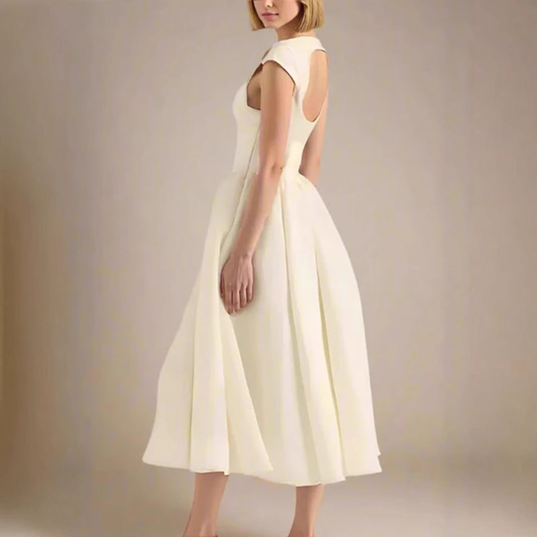 Damen Maxikleid A-Linie Rundhals Elegant Eveloria
