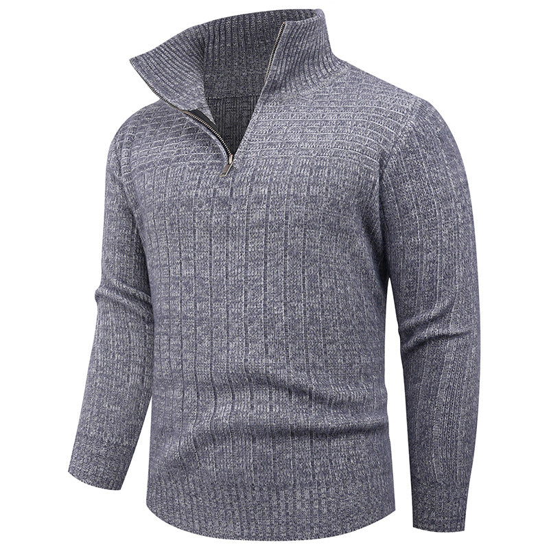 Herren Strickpullover Mit Reißverschluss Rippstruktur Bequem