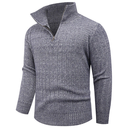 Herren Strickpullover Mit Reißverschluss Rippstruktur Bequem