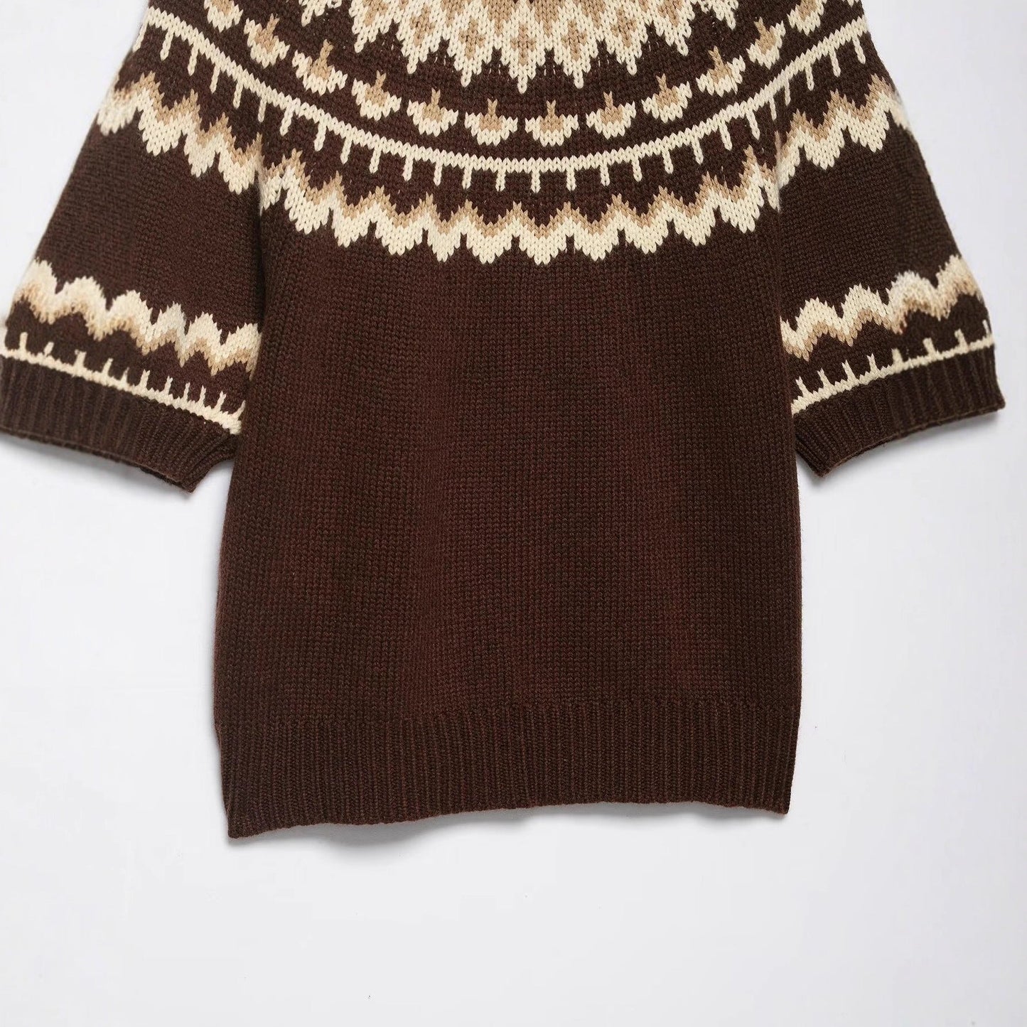 Damen Strickpullover Norwegermuster Überschnittene Schultern Eveloria