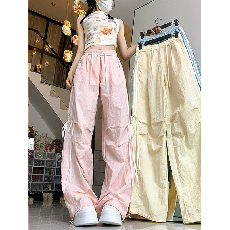 Damen Sport Hose mit Seitlichen Streifen und Schnürbund