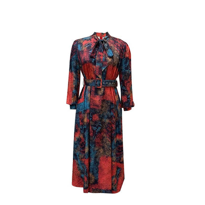 Damen Midi-Kleid mit Schleife und Gürtel Eveloria