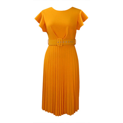 Damen Plissee-Kleid mit Faltenrock und Gürtel Eveloria