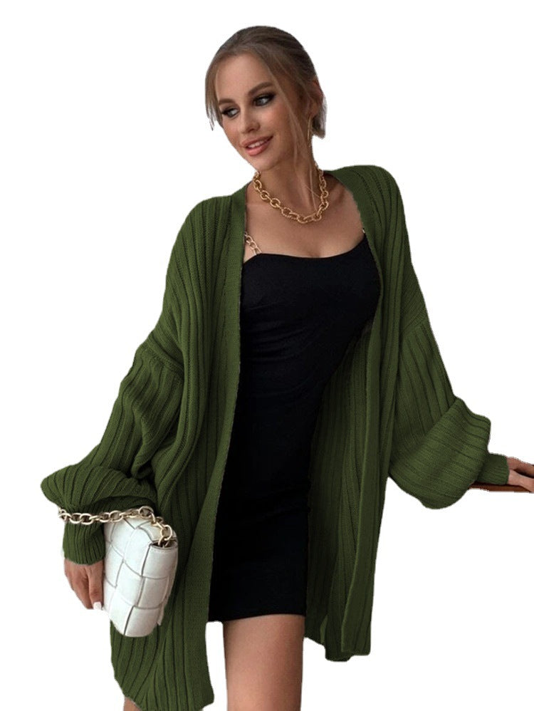 Damen Cardigan Grobstrick Offener Schnitt Voluminöse Ärmel Eveloria