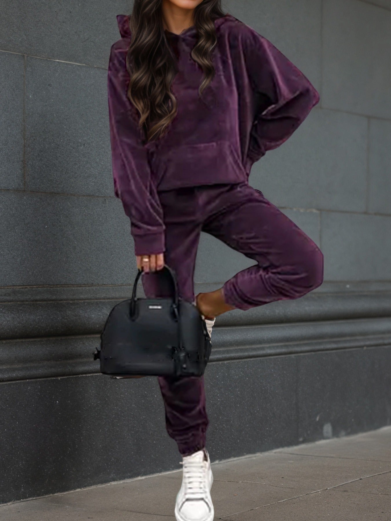 Damen Sport Fleece-Set mit Hoodie Elastisch Eveloria