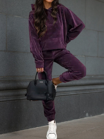 Damen Sport Fleece-Set mit Hoodie Elastisch Eveloria