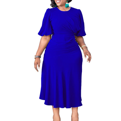 Damen Kleid mit Drapierungen und Knöpfen Eveloria