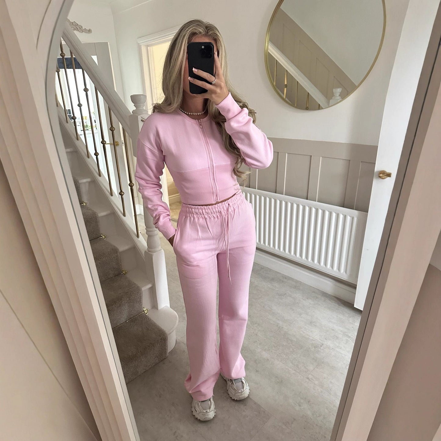 Damen Cropped Hoodie Jogginghose Set Elastischer Bund Eveloria