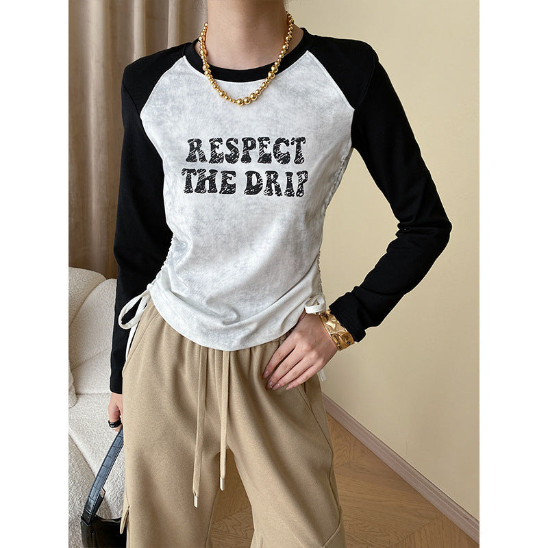 Damen Raglan-Shirt mit Aufdruck Modernes Design Schwarz Eveloria - Eveloria