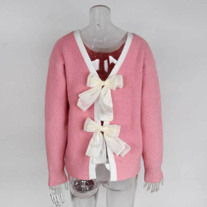 Damen Strickpullover V-Ausschnitt Dekorativ