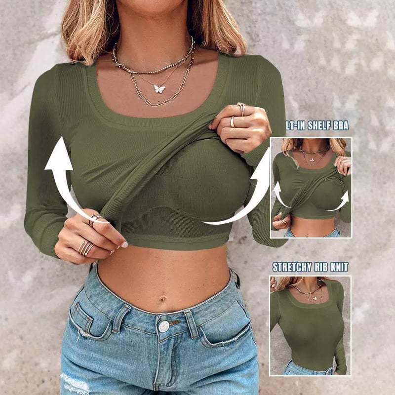 Damen Cropped Langarmshirt mit Trägershirt Eveloria