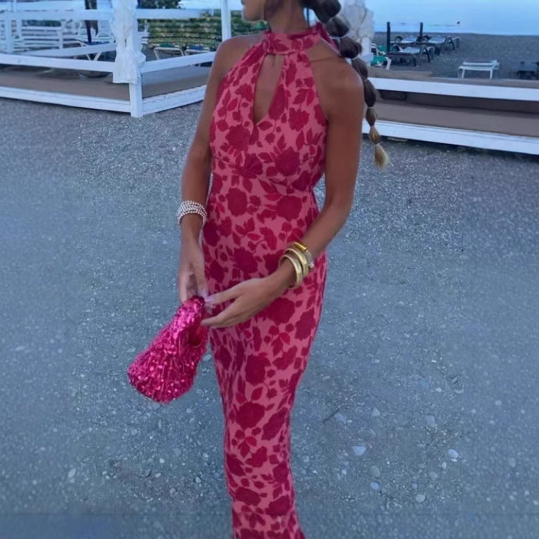 Damen Abendkleid mit Ausschnitt und floralem Design Eveloria - Eveloria