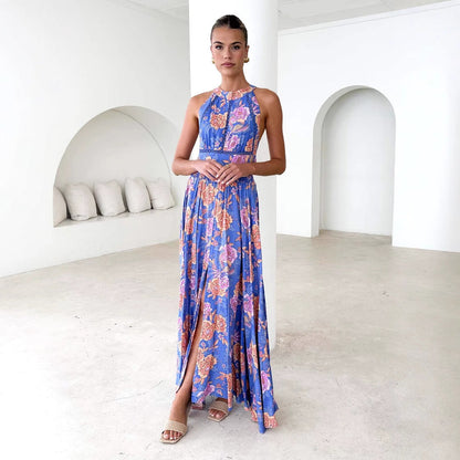 Damen Maxikleid Floral Racerback