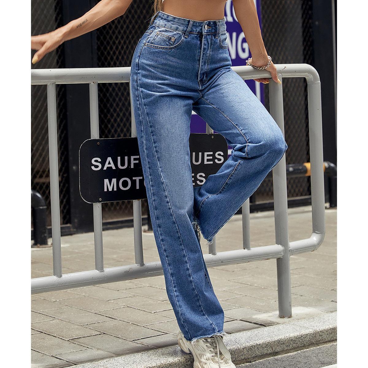 Damen High-Waist Jeans Bootcut klassisch Schwarz Eveloria - Eveloria