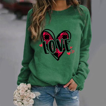 Damen Sweatshirt Herzdesign Lässig Grau Eveloria