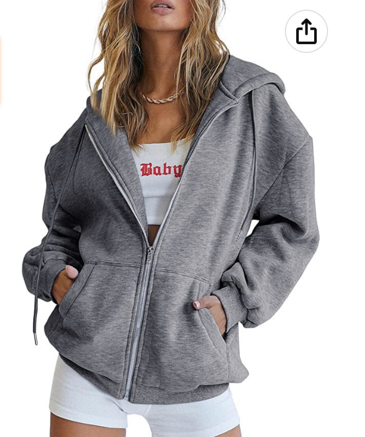 Damen Übergroße Kapuzenjacke Praktische Taschen Eveloria