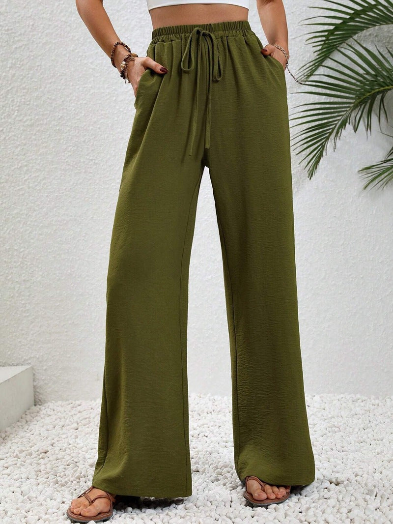 Damen Sommerhose Weite Elastischer Bund Beige