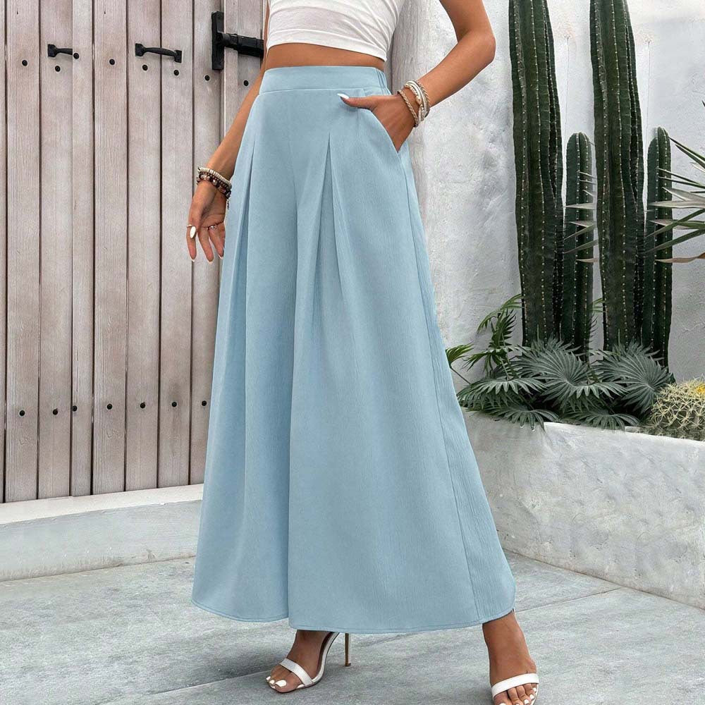 Damen Palazzo-Hose Weit Elegant Falten