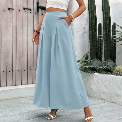 Damen Palazzo-Hose Weit Elegant Falten