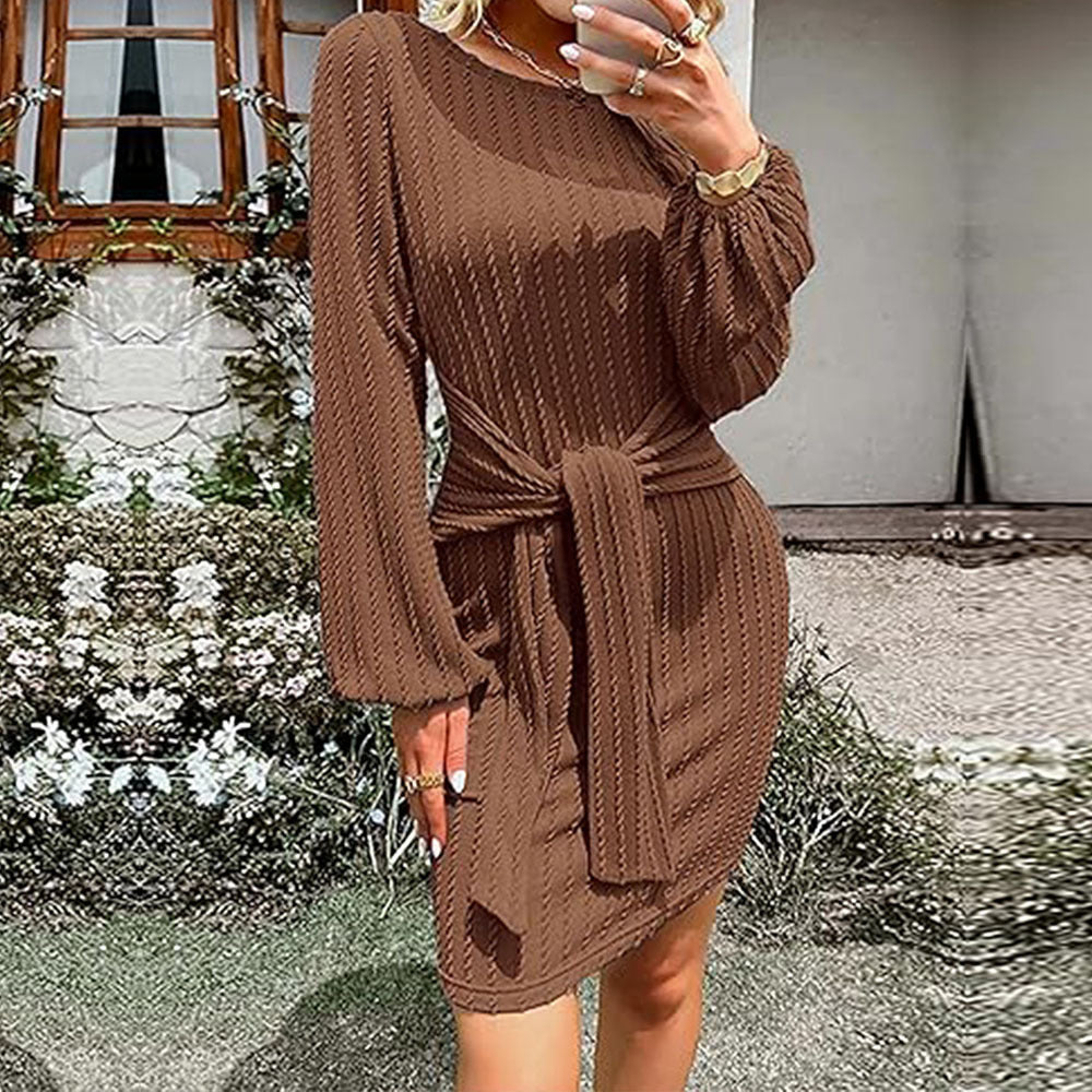 Damen Wickelkleid Strukturiert Rüschen Elegant Eveloria