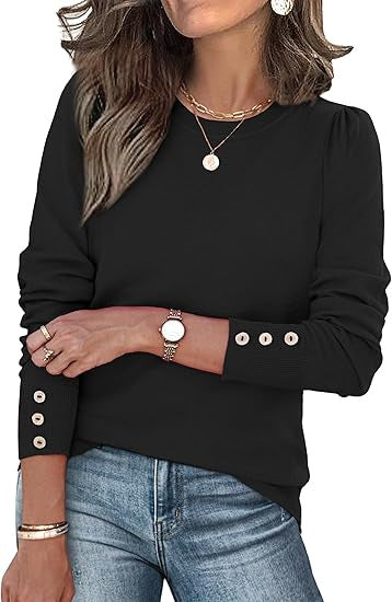Damen Pullover Lässig Knopfdetails Eveloria