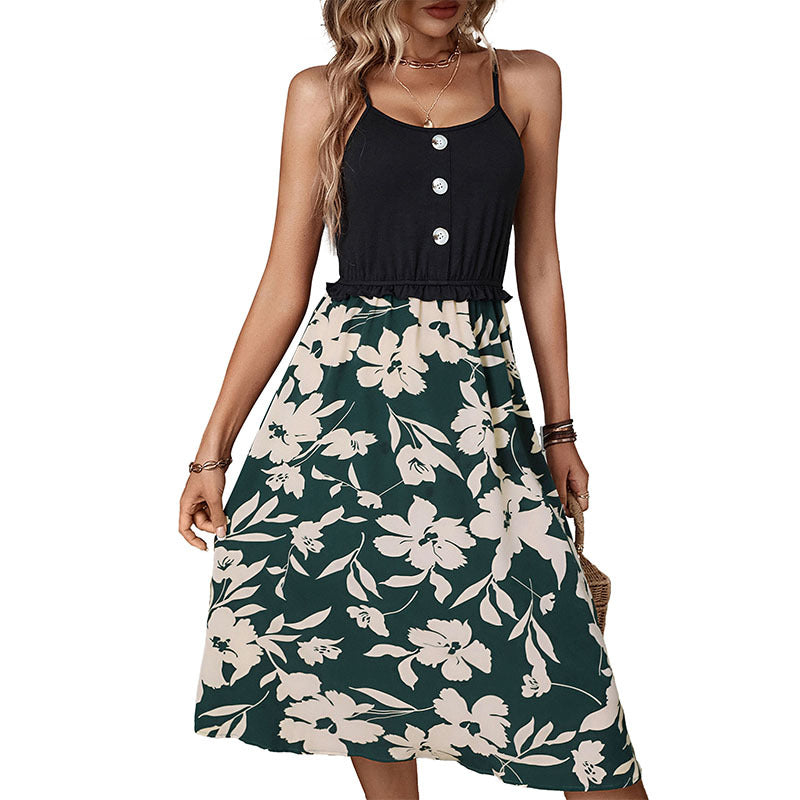 Damenkleid Floralmuster Knopfleiste Eveloria