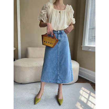 Damen Denim-Rock Lang Eveloria