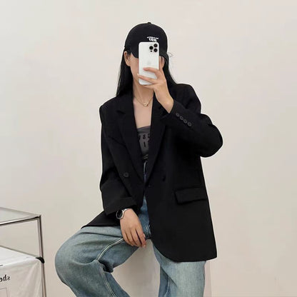 Damen Oversized Blazer Strukturiert Schwarz Eveloria - Eveloria