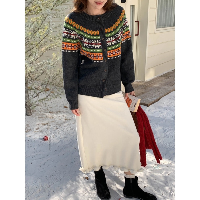 Damen Strickpullover Kabelmuster Weich Grau