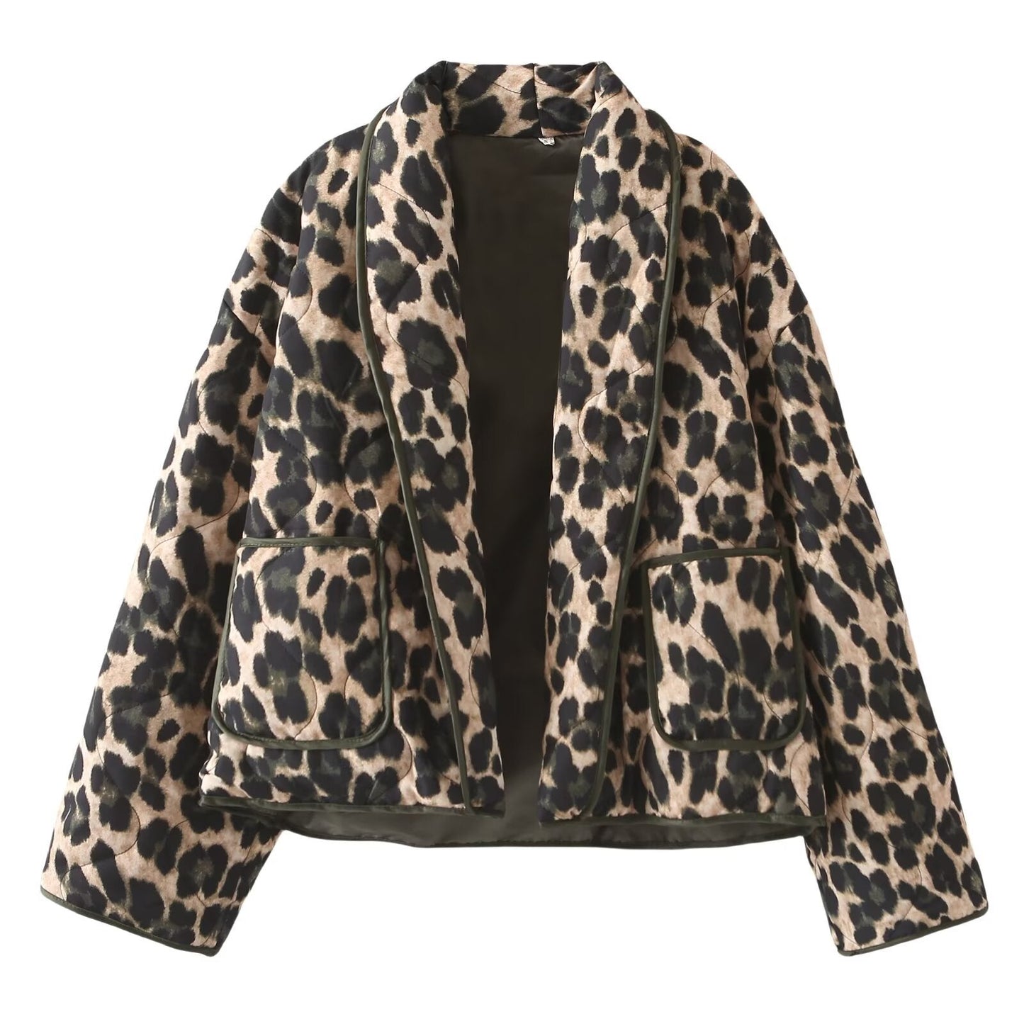 Damen Fleecejacke Leo-Muster Kuschelig Anthrazit