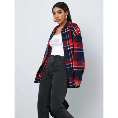 Damen Flanellhemdjacke Karomuster Bequem Schnürdetails