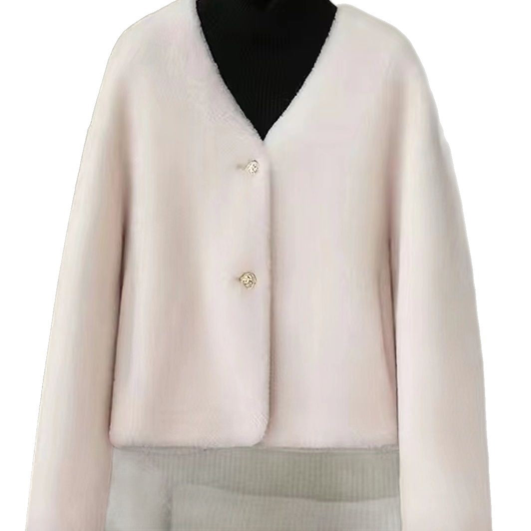 Damen Kurzjacke Flauschig mit Knöpfen Eveloria