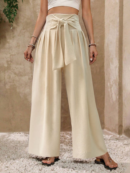 Damen Palazzo-Hosen Hochtailliert Bogen-Wickeldetails Eveloria