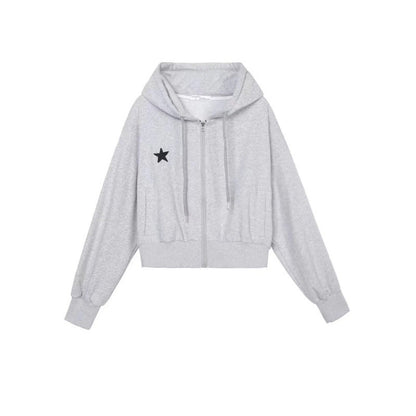 Damen Cropped Kapuzenjacke Sternmotiv Eveloria
