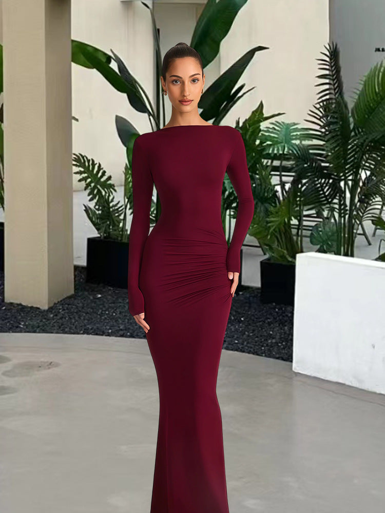 Eveloria Damen Abendkleid Figurbetont Langer Ärmel