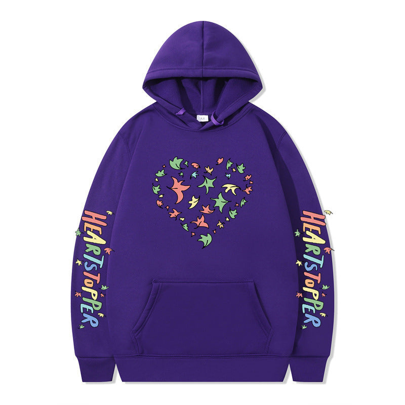 Damen Kapuzenpullover Herz- und Blattmotiv Eveloria