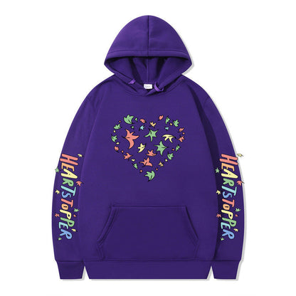 Damen Kapuzenpullover Herz- und Blattmotiv Eveloria