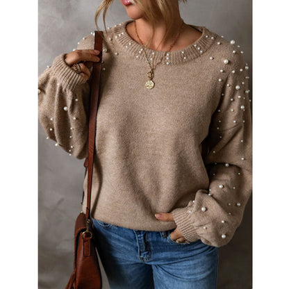 Damen Strickpullover Perlendetails Eveloria - Eveloria