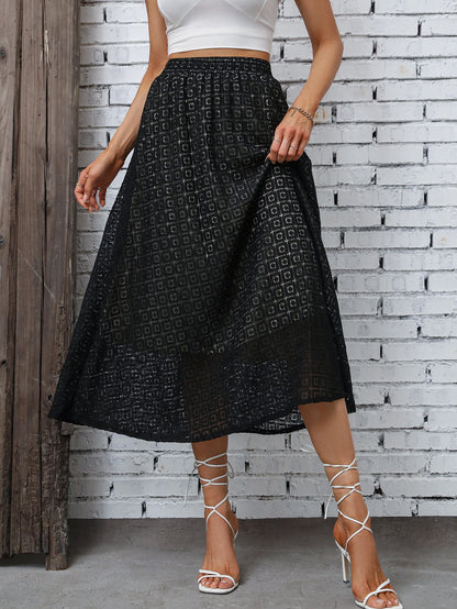 Damen Maxirock Elastischer Taillenbund Geometrisches Design