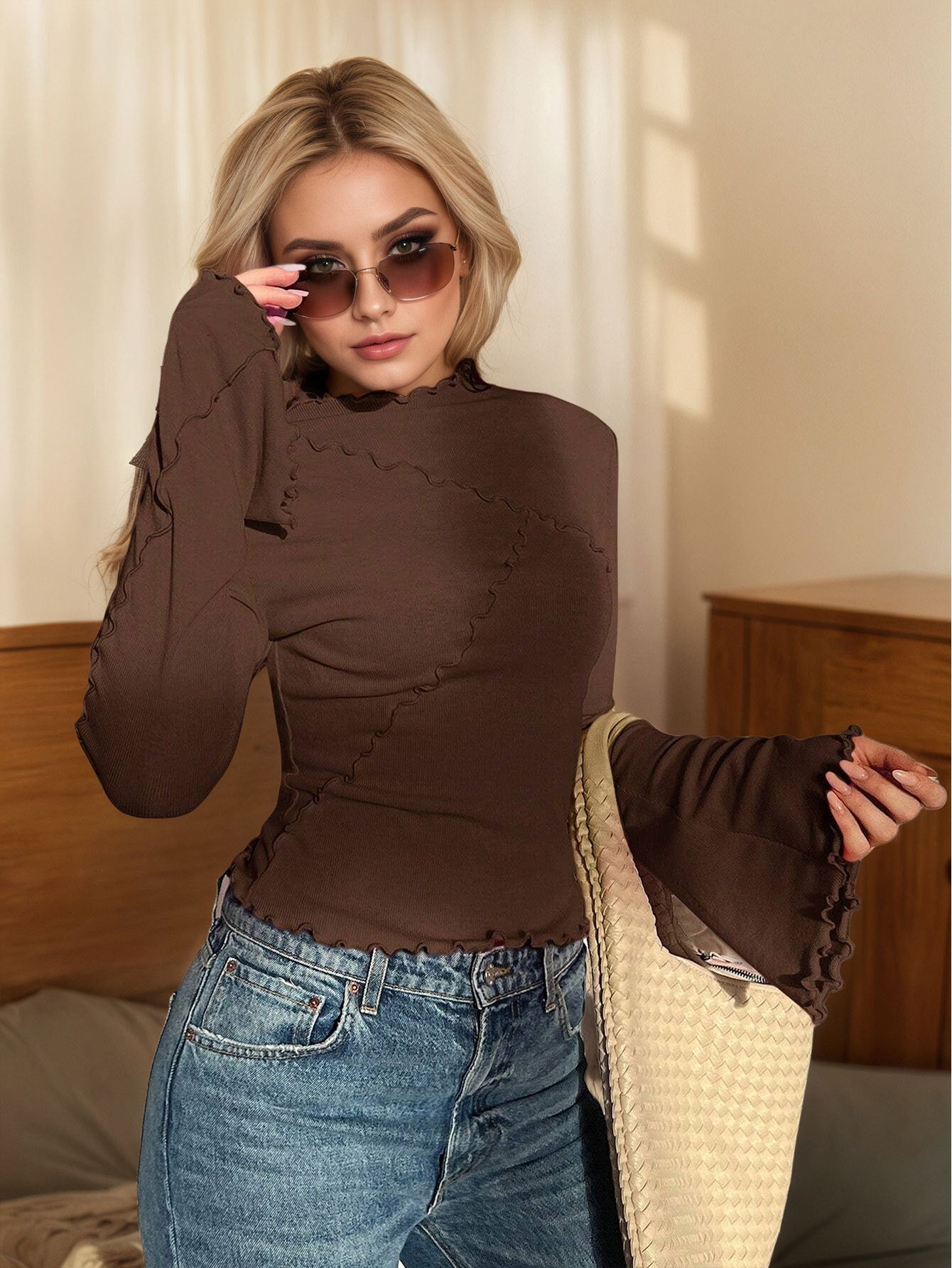 Damen mit Raffungen und Rüschen Details