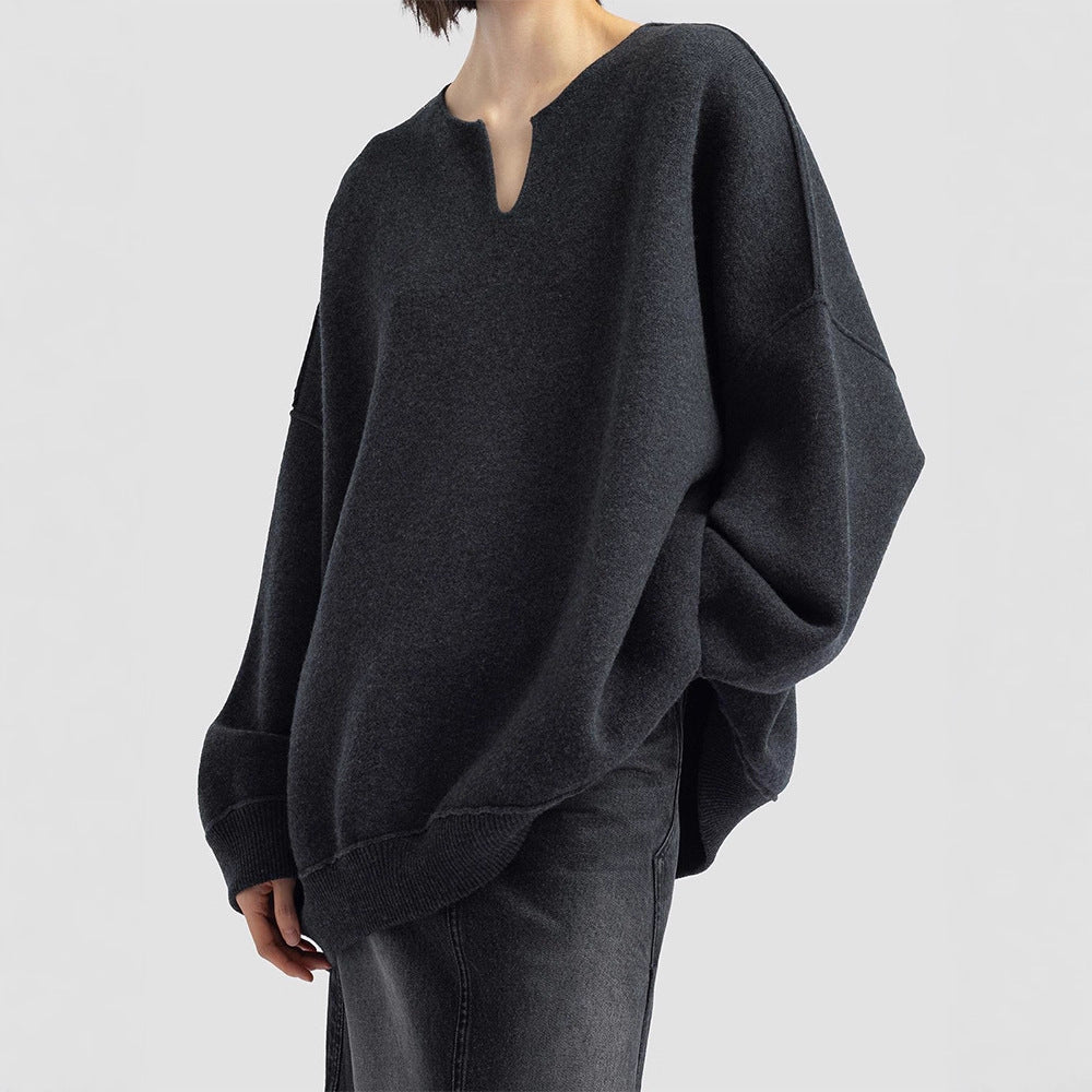 Damen Strickpullover Oversized V-Ausschnitt Eveloria