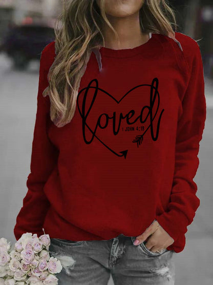 Damen Sweatshirt Herz-Aufdruck Inspirierend Grau Eveloria