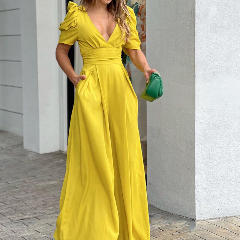 Damen Jumpsuit Puffärmel Elegant Eveloria